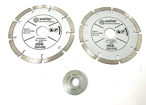 Mauerwerk Nutfräse Fugenfräse SET für standard Winkelschleifer 125mm 2x Diamanttrennscheibe + Distanzring 10mm Nutbreite von Wellerwerkzeuge