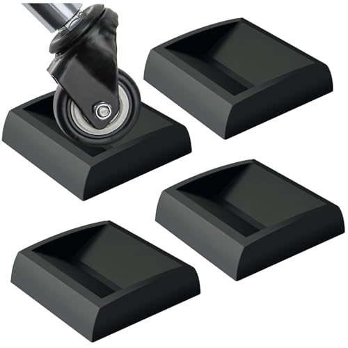 WELLGO Bettstopper und Möbeluntersetzer, 4 Stück, 5,1 x 5,1 cm, Premium-Silikonrollen, Möbel-Radstopper passend für alle Räder von Möbeln, Sofas, Betten, Stühlen, aus massivem Silikon, verhindert von Wellgo