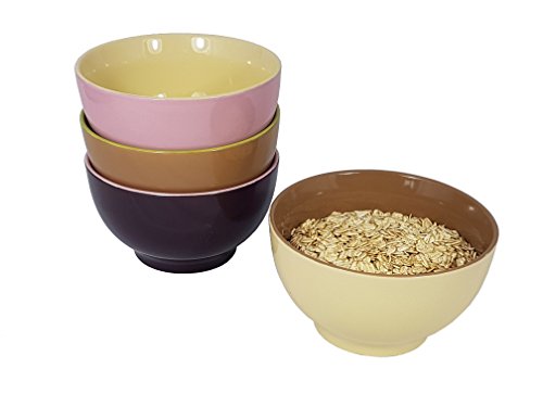 WELLGRO 4 TLG. Set Suppenschalen - Müslischalen - 4 Schüsseln - farbig - Keramik - Müsli Schale - Müslischüssel - Dessertschale - Schale - Schüssel, 680 ml, Dessertschale von WELLGRO