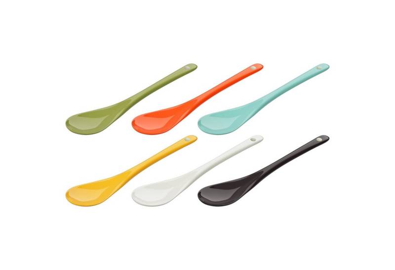 Wellgro Esslöffel Eierlöffel Porzellan - bunte Porzellanlöffel (6 Stück) von Wellgro