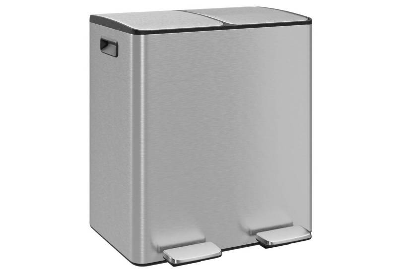 Wellgro Mülleimer Edelstahl Tretmülleimer 2x20L Fußpedale Absenkautomatik von Wellgro