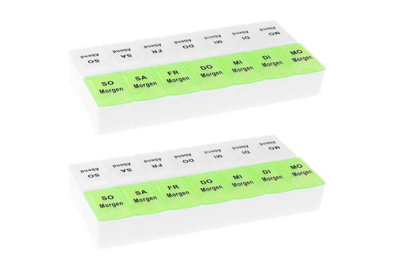 Wellgro Pillendose 2x Tablettenbox für 7 Tage mit je 2 Fächer pro Tag von Wellgro