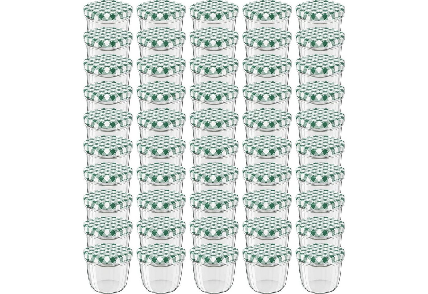 Wellgro Vorratsglas Einmachgläser Schraubdeckel grün kariert - 230 ml, (50-tlg) von Wellgro