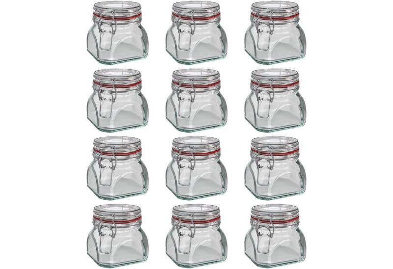 Wellgro Vorratsglas Einmachglas mit Bügelverschluss - 550 ml, (12-tlg) von Wellgro