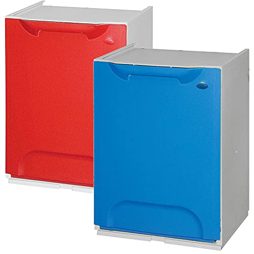 Wellhome Eco-Logico Abfalleimer aus Polypropylen, Blau und Rot, mit Tank im Inneren, 47 x 34 x 29 cm, 2 Stück von Wellhome