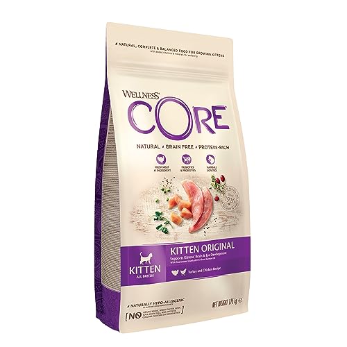 Wellness CORE Kitten Original, Huhn & Pute, 1,75 kg, Premium Kitten Trockenfutter, ohne Zuckerzusatz, getreidefrei, mit hohem Fleischanteil, fördert Gehirn- & Augenentwicklung von Wellness CORE