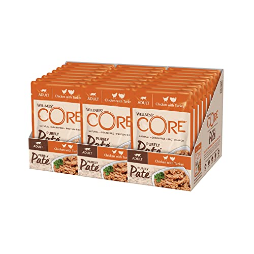 Wellness CORE Purely Paté Huhn & Pute, 12 x 85 g, Premium Nassfutter für ausgewachsene Katzen, Katzenfutter Pastete, ohne Zuckerzusatz, getreidefrei, mit hohem Fleischanteil von Wellness CORE