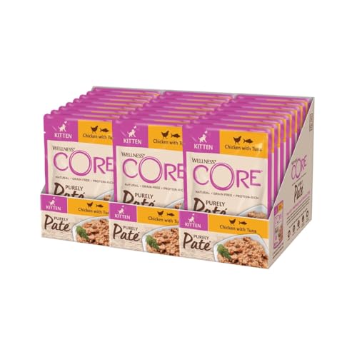 Wellness CORE Purely Paté Kitten Huhn & Thunfisch, 24 x 85 g, Premium Kitten Nassfutter mit Pastete-Textur, ohne Zuckerzusatz, getreidefrei, mit hohem Fleischanteil von Wellness CORE