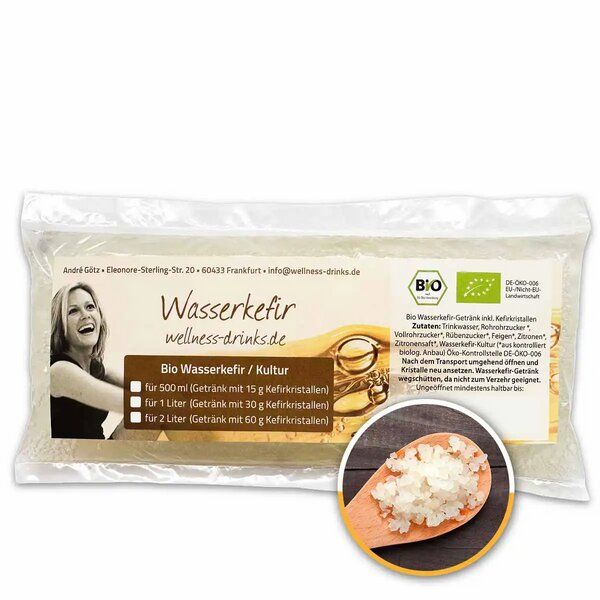 Wellness-Drinks Bio Wasserkefir Drink mit Japankristallen (klein) von Wellness-Drinks
