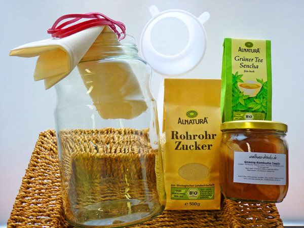 Wellness-Drinks Kombucha - Komplettpaket für 2,5 Liter: Bio Kombucha mit Zubehör von Wellness-Drinks