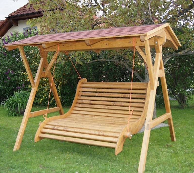 Wellness Paradies Shop - DEKO VERTRIEB BAYERN Hollywoodschaukel XXL Luxus Holz Hollywoodschaukel Premium Massivholz von Wellness Paradies Shop - DEKO VERTRIEB BAYERN