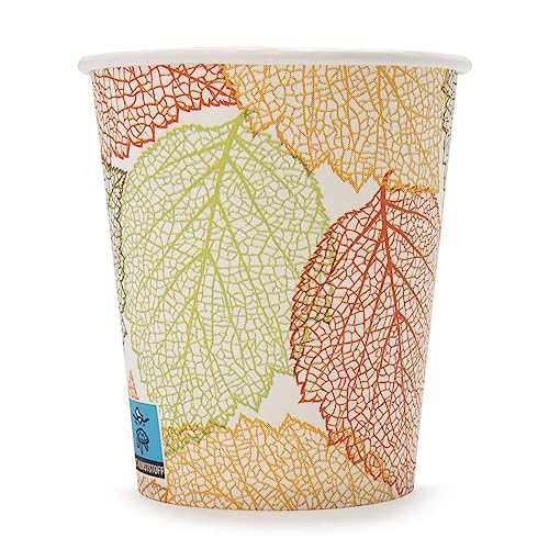 Wellsamed WELLSACUP 100 Stück Pappbecher 180 ml, Motiv Herbst, geeignet für Heiß- und Kaltgetränke, Coffee to Go, Business, Party von Wellsamed