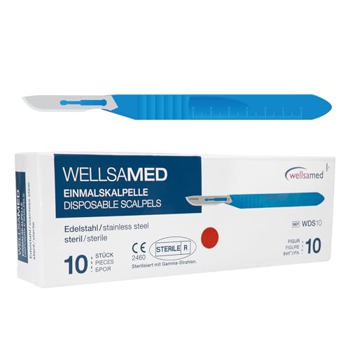 Wellsamed Einmalskalpelle Edelstahl mit Halter, Figur 10, 10 Stück, steril verpackt Wellsamed Einmalskalpelle Edelstahl mit Halter, Figur 10, 10 Stück, steril verpackt von Wellsamed