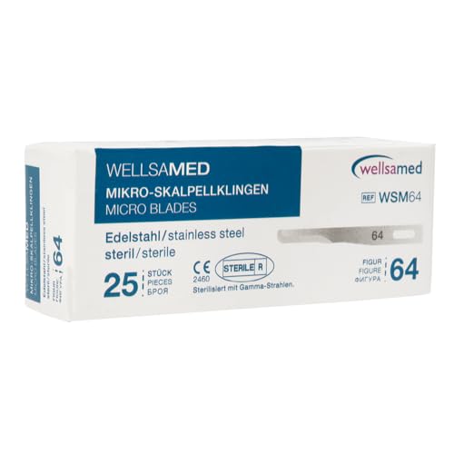 Wellsamed Mikro-Skalpellklingen Edelstahl Figur 64, 25 Stück, steril verpackt Wellsamed Mikro-Skalpellklingen Edelstahl Figur 64, 25 Stück, steril verpackt von Wellsamed