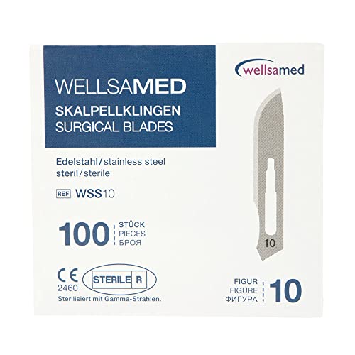 Wellsamed Skalpellklingen Edelstahl Figur 10, 100 Stück, steril verpackt von Wellsamed