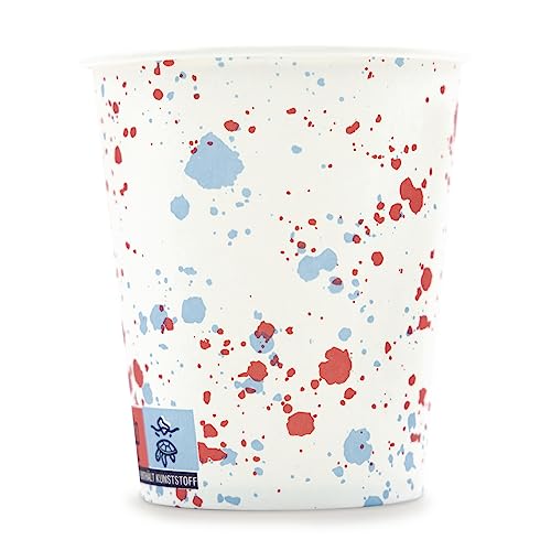 Wellsamed WELLSACUP 100 Stück Pappbecher 180 ml Sprinkles Rot-Blau, Terrazzo, geeignet für Heiß- und Kaltgetränke, Coffee to go, Party, Kindergeburtstag von Wellsamed