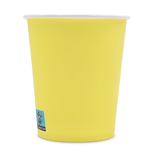 Wellsamed WELLSACUP 100 Stück Pappbecher 180 ml, Gelb, geeignet für Heiß- und Kaltgetränke, Coffee to Go, Business, Veranstaltungen, Party von Wellsamed