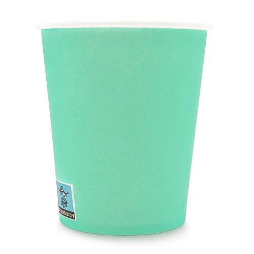 Wellsamed WELLSACUP 100 Stück Pappbecher 180 ml, Grün Mint, geeignet für Heiß- und Kaltgetränke, Coffee to Go, Business, Veranstaltungen, Party von Wellsamed