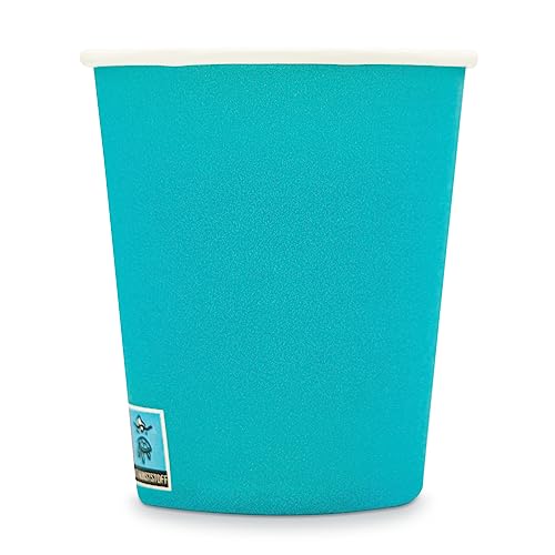 Wellsamed WELLSACUP 100 Stück Pappbecher 180 ml, Hellblau, geeignet für Heiß- und Kaltgetränke, Coffee to Go, Business, Veranstaltungen, Party von Wellsamed