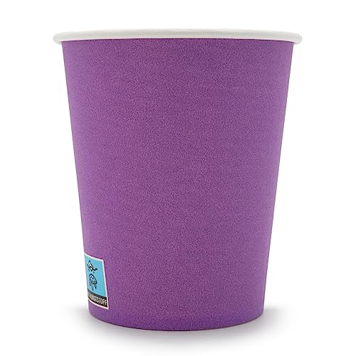 Wellsamed WELLSACUP 100 Stück Pappbecher 180 ml Lila, geeignet für Heiß- und Kaltgetränke, Coffee to Go, Business, Veranstaltungen, Party von Wellsamed