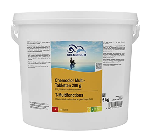Chemoclor Multi - Tabs 200 g 5in 1 langsamlösliche Chlortabletten Pool Desinfektion 5 kg (1 Eimer) von Wellsapool