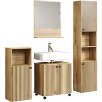 welltime Badezimmer-Set "Amrum Waschbeckenunterschrank Spiegel Hochschrank Badschrank", (Komplett-Set, 4 St.) von Welltime