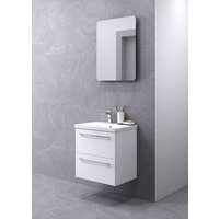 welltime Badezimmer-Set "Scandic" Komplett-Set, 2-er set: Spiegel und Waschtisch mit 2 SK, 2 Stk. tlg. 2in1 - Spiegel & Waschtisch mit Soft-Close, Keramikwaschbecken von Welltime