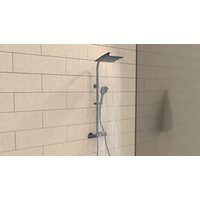 welltime Duschsystem "Turin", Überkopfbrauseset eckig mit Thermostat,30cm Kopfbrause mit Regendusche von Welltime