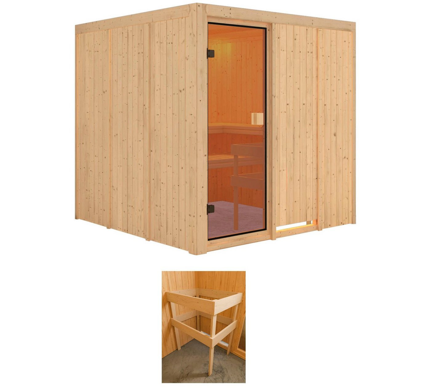 welltime Sauna Mars, BxTxH: 196 x 196 x 198 cm, 68 mm, ohne Ofen von Welltime