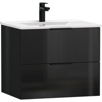 welltime Waschtisch "Athen Badezimmerschrank mit Softclose Funktion WC Bad 60 cm", Waschplatz mit 2 Schubladen und Waschbecken Badmöbel Unterschrank von Welltime