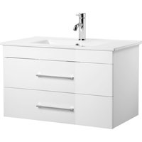 welltime Waschtisch "Florenz Badmöbel Badschrank mit Waschbecken", Waschplatz mit 2 Auszügen und Softclose Breite 80cm von Welltime