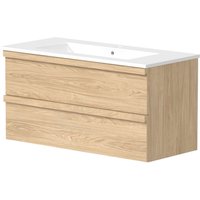 welltime Waschtisch "Pure Badmöbel Set Waschbecken mit Unterschrank", in verschiedenen Breiten, 2 Schubladen, mit Soft-Close-Funktion, FSC von Welltime