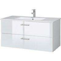 welltime Waschtisch "Trento in verschiedenen Ausführungen Unterschrank inkl. Waschbecken", Badmöbel in Breite 100 cm, Waschplatz mit 2 Schubladen, Badschrank von Welltime