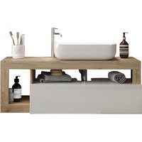 welltime Waschtisch "Hamburg", 1 Schubkasten, Breite 110 cm, Soft-Close, inkl. Keramik-Aufsatzbecken von Welltime