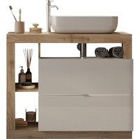 welltime Waschtisch "Hamburg", 2 Schubkästen, Breite 92 cm, Soft-Close, inkl. Keramik-Aufsatzbecken von Welltime