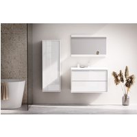 welltime Waschtisch "Waschbeckenunterschrank Line mit Waschbecken,Badmöbel,zwei Schubladen", Badschrank mit Waschbecken, Push to open, Maße B/H/T: 61/53/47 cm von Welltime