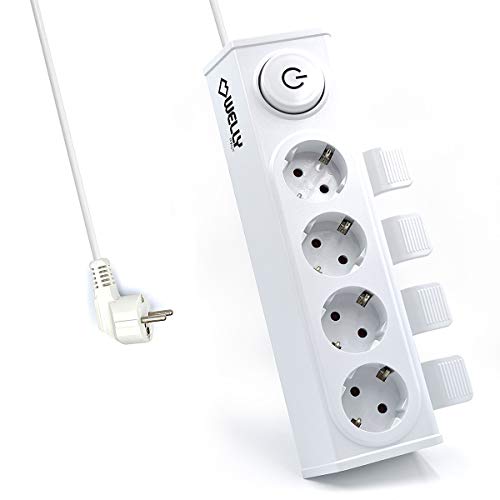 Welly Enjoy IT WY13160 - Schuko 16A-Steckdosenleiste mit 4 Positionen mit "Easy On/Off" System für Stecker und Ein/Ausschalter, Weiß Welly Enjoy IT WY13160 - Schuko 16A-Steckdosenleiste mit 4 Positionen mit "Easy On/Off" System für Stecker und Ein/Ausschalter, Weiß von Welly Enjoy
