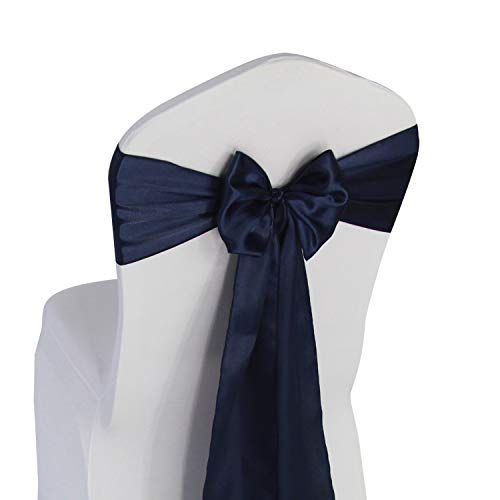 WELMATCH Marineblaue Satin-Stuhlschärpen – 50 Stück Hochzeitsbankett, Party, Veranstaltung, Dekoration, Stuhlschleifen (Marineblau, 50) von Welmatch