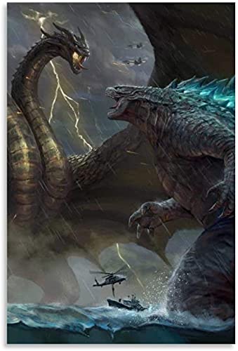 DIY 5d Diamant Malerei Kristall Strass Painting Godzilla King of The Monsters Godzilla King Ghidorah und Bild Stickerei Bilder Kunst Handwerk FüR Erwachsene Und Kinder 11.8"x15.7"(30x40cm) Kein Rahmen von Welmini