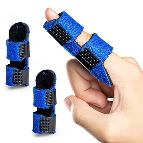 Welnove Finger Schiene, 2 pcs Finger Splint für Mallet Finger, Broken Finger,Finger Stabilisator um Index-Finger, Mittelfinger, Ringfinger zu straffen und zu unterstützen Finger-Blau von Welnove