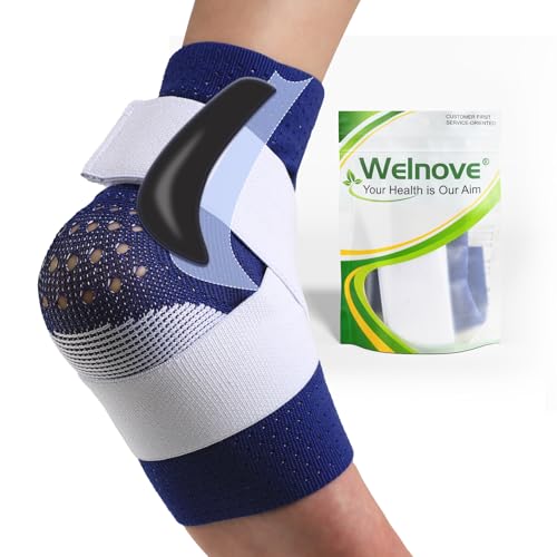 Welnove Knöchelbandage für Frauen und Männer - Stabilisierende Knöchelunterstützung zur Schmerzlinderung und Verletzungsprävention mit SBR-Polsterung (Marineblau, Mittel) von Welnove