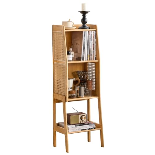 Welnow Moderner Nachttisch aus Bambus-Rattan mit 2 Ebenen, offenes Regal, Nachttisch, praktisches Sofa für Schlafzimmer, Wohnzimmer, Holz, mittelgroß von Welnow