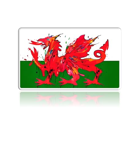 Kühlschrankmagnet, Motiv: walisischer Drache, Wasserfarben-Edition (Farbspritzer (V2)) von Welsh High Street