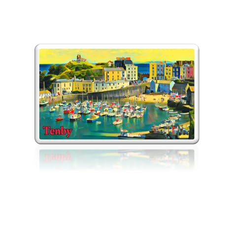Walisische Kühlschrankmagnete – ikonische Orte (Tenby) von Welsh High Street