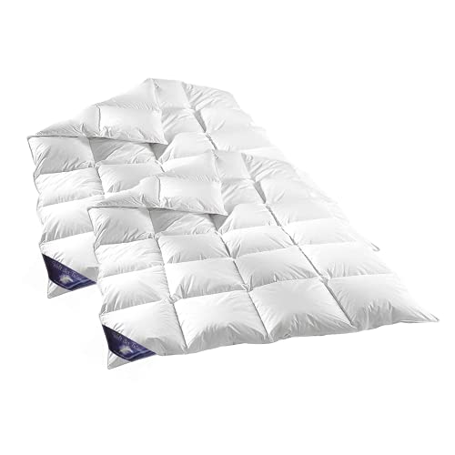 2 STÜCK (Set)-155x200cm Füllung 1400 Gr. Daunen-Federn Daunendecke Bettdecke Zudecke Kassetten Steppbett Steppdecke Down Douvet Kissen ÖKO Tex 100% von Welt der Träume