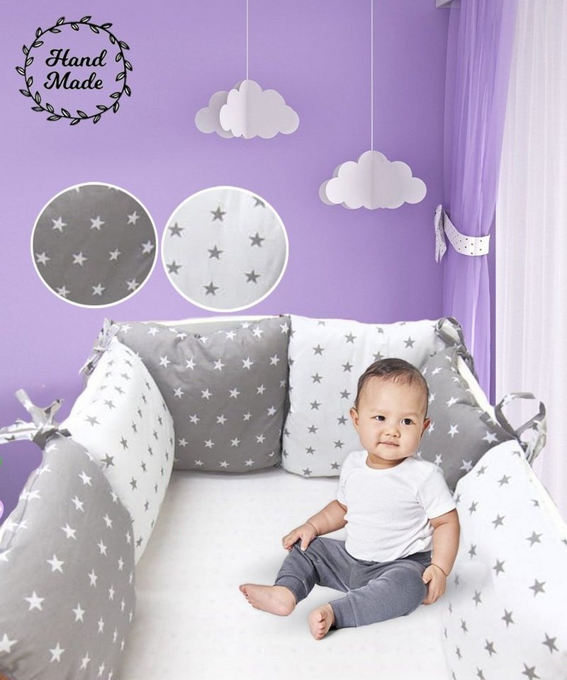 Bettumrandung Kantenschutz Bettnestchen Kissen-Nestchen Babybett 6 Stück Kissen Sterne Welt der Träume, (Set 6 Stück Kissen), Made in Europe von Welt der Träume