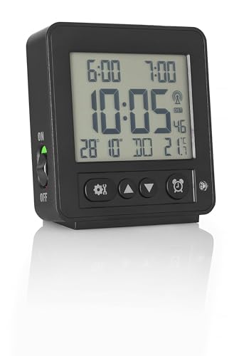 Funkwecker, Maße90 x 38,4 x 99,2 mm, Für 2 x AA Batterien (Nicht enthalten), 2 Weckzeiten einstellbar – ideal für Paare mit unterschiedlichen Aufstehzeiten von Weltbild