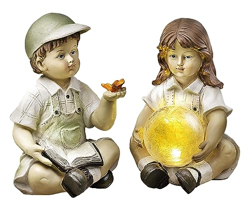 Weltbild Dekofiguren Paula und Emil mit Solarbeleuchtung, 2er-Set von Weltbild
