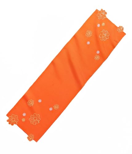 Weltbild Tischläufer Orange Flower Kunstvoll Besticktes Design, Textilien für Esstisch, 40 x 140 cm, orange mit Blüten-Konturen von Weltbild