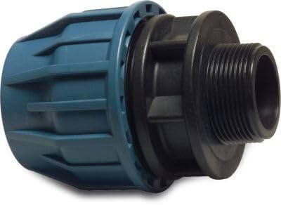 PP Klemmkupplung 32 mm x 1" AG – Klemm x Außengewinde | 16 bar Druck | PE-Rohr Fitting Schwarz/Blau Kupplung | Für Trinkwasser (DVGW/KIWA/WRAS/SVGW) von WeltenMarkt